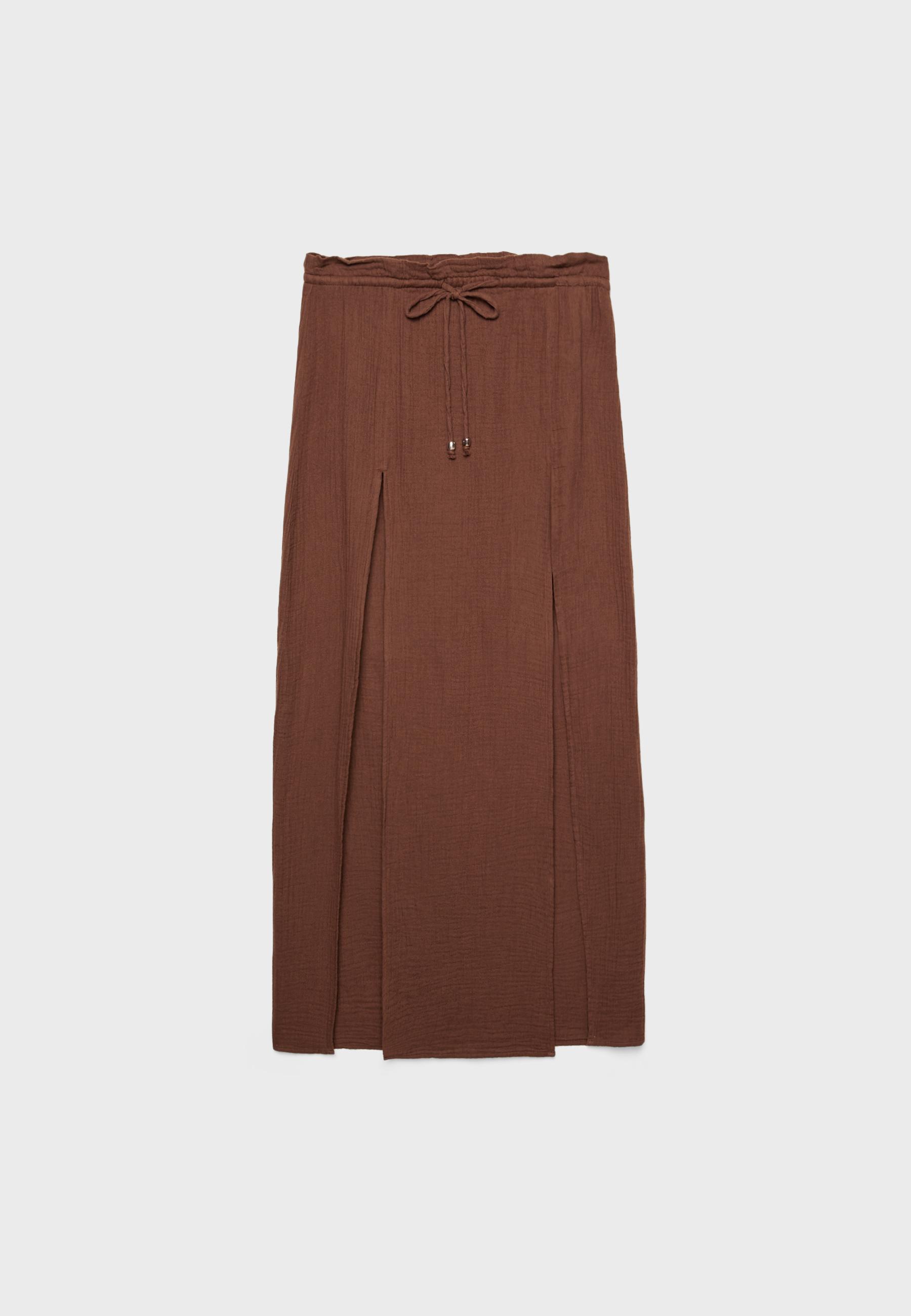 【海外 正規品】 midi Cotton skirt fashion Women's - slits with スカート