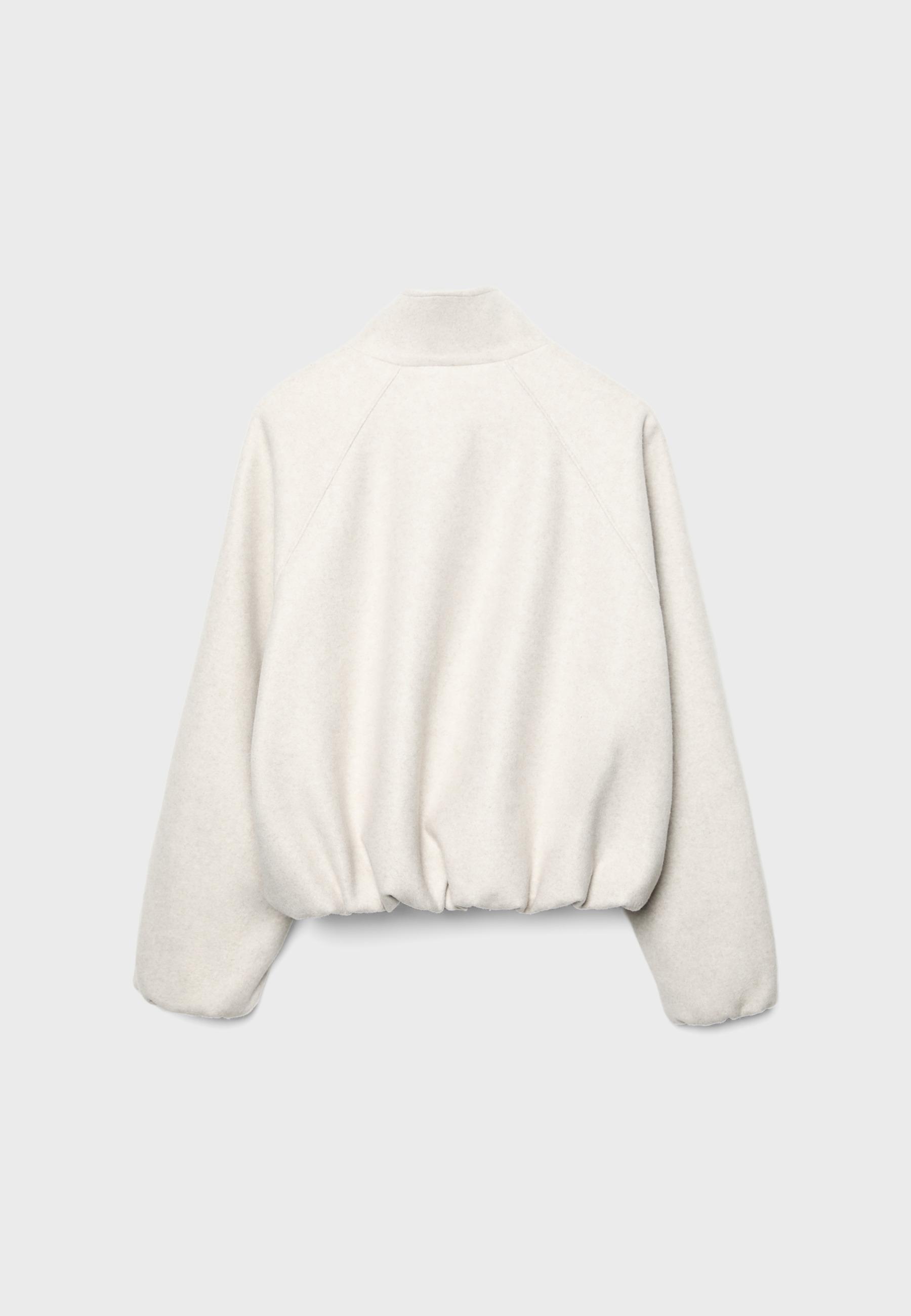 Soft-touch balloon bomber jacket — Ecru