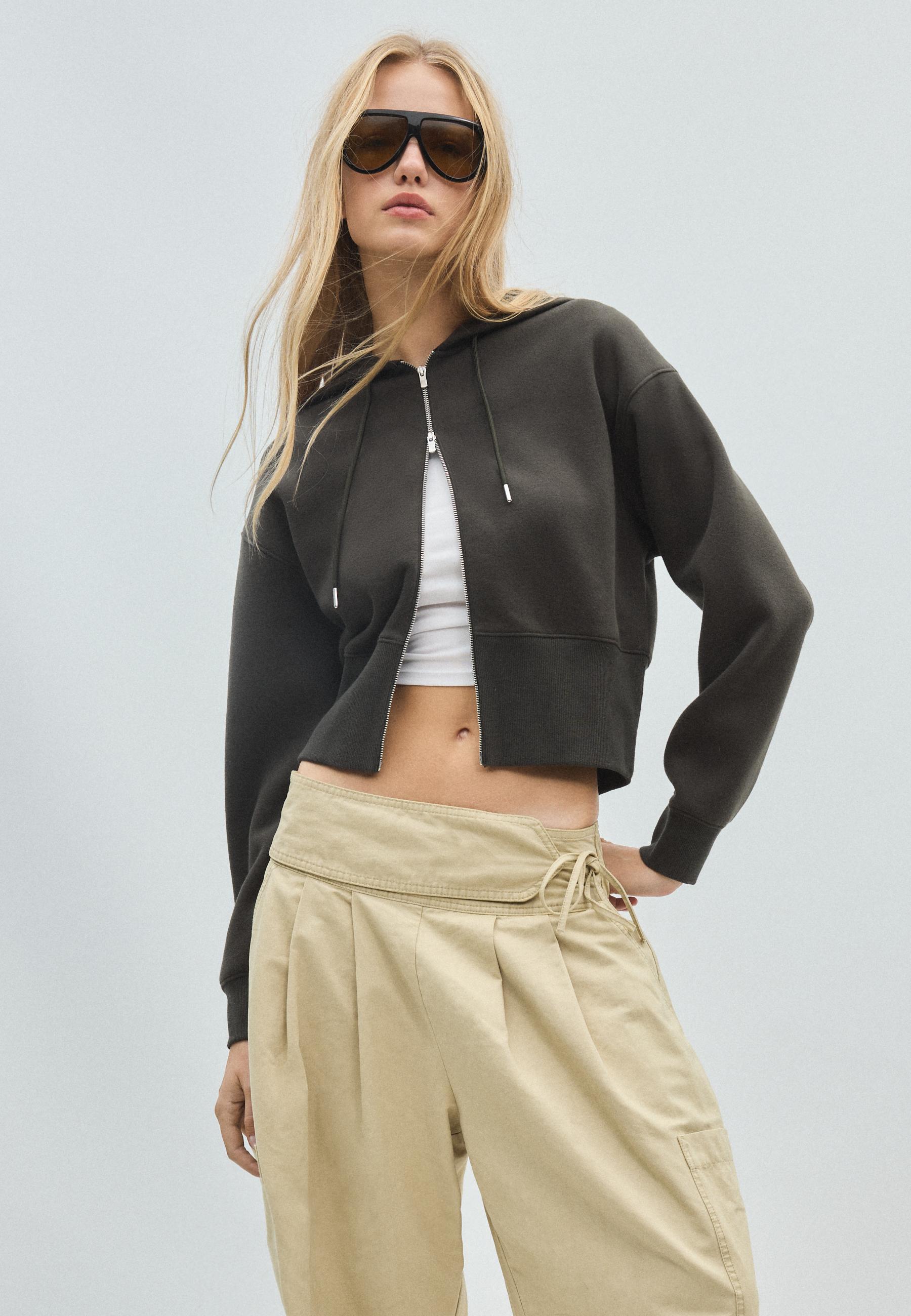 Zip-up hooded sweatshirt — Green