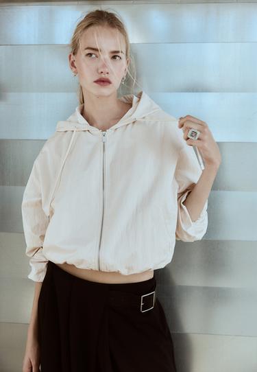 Basic nylon hood jacket — Ecru 1