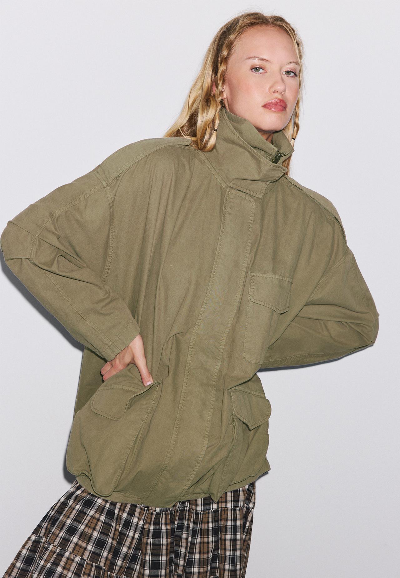 Oversize parka with pockets — Khaki