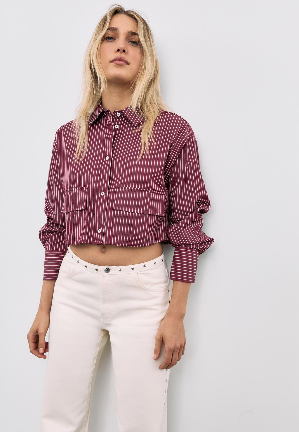 Camisa popelín corta bolsillos