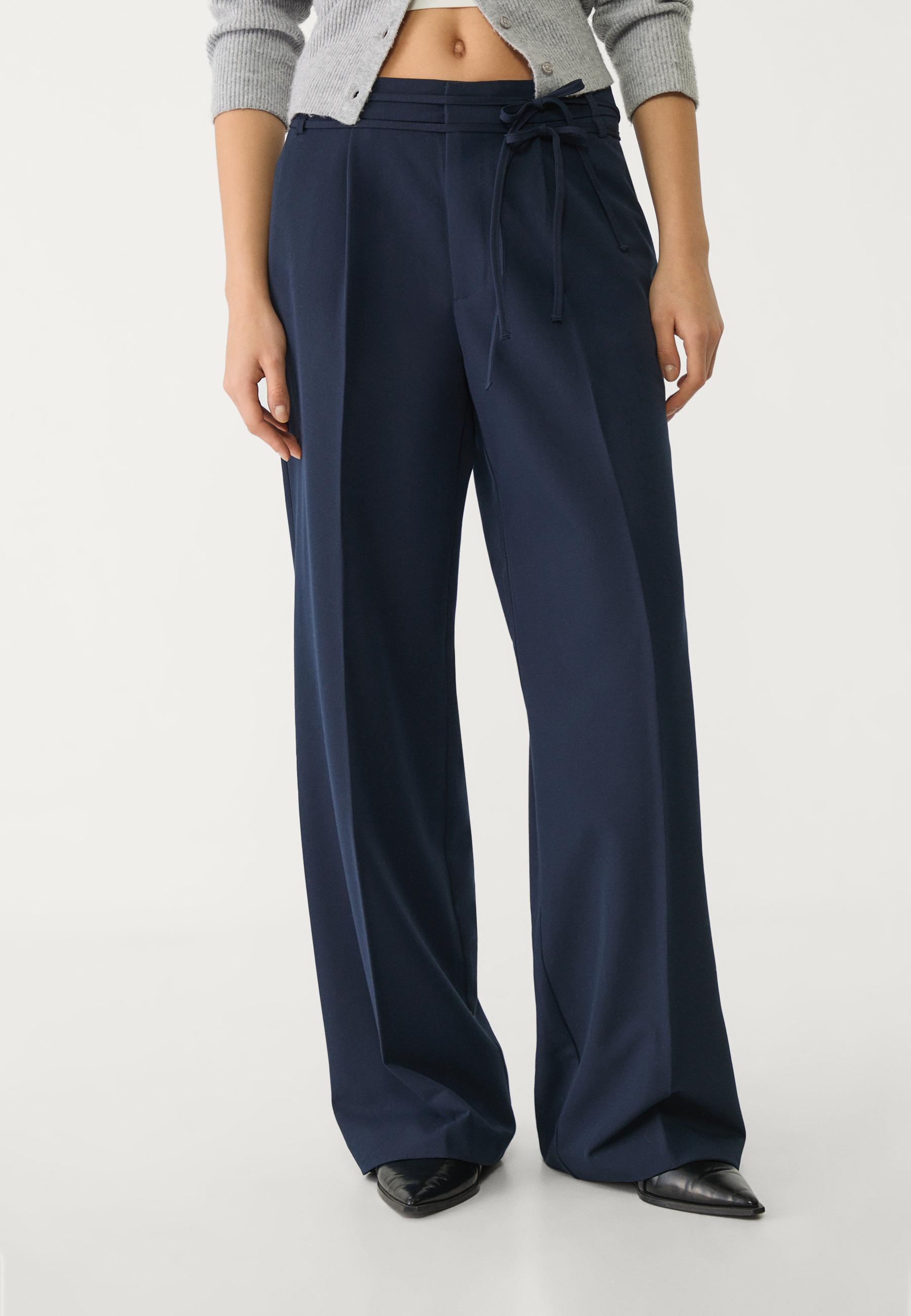 Super wide-leg trousers with belts - Women's fashion