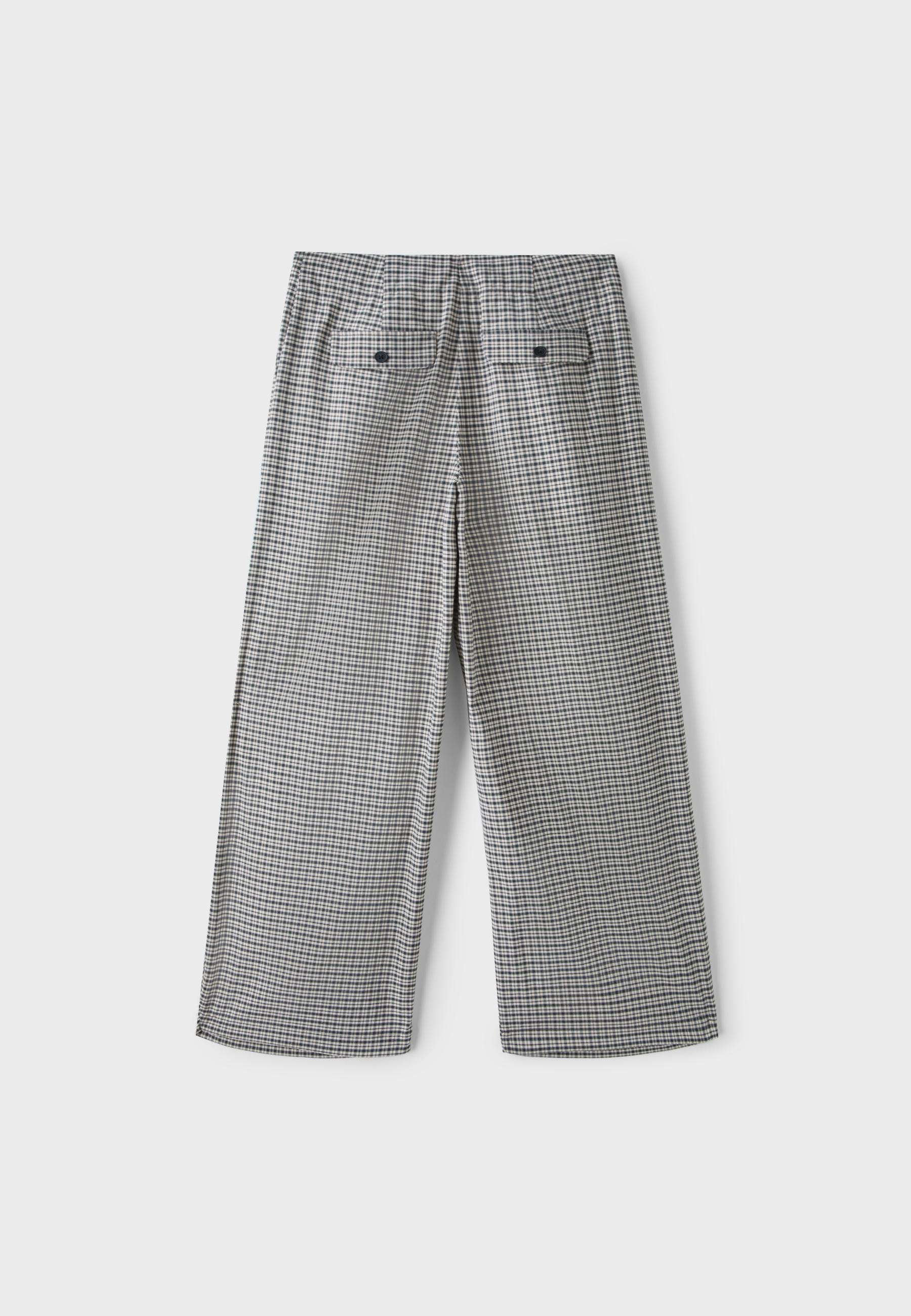 Technical check trousers with pleat detail — Black