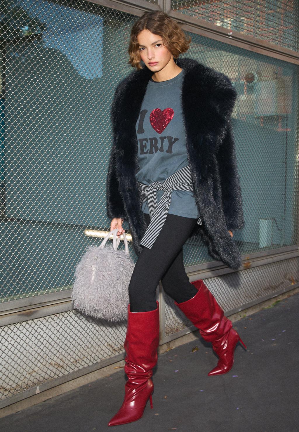 Regular fit faux fur coat