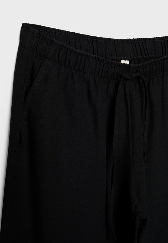 Keten karışımlı bağcıklı pantolon