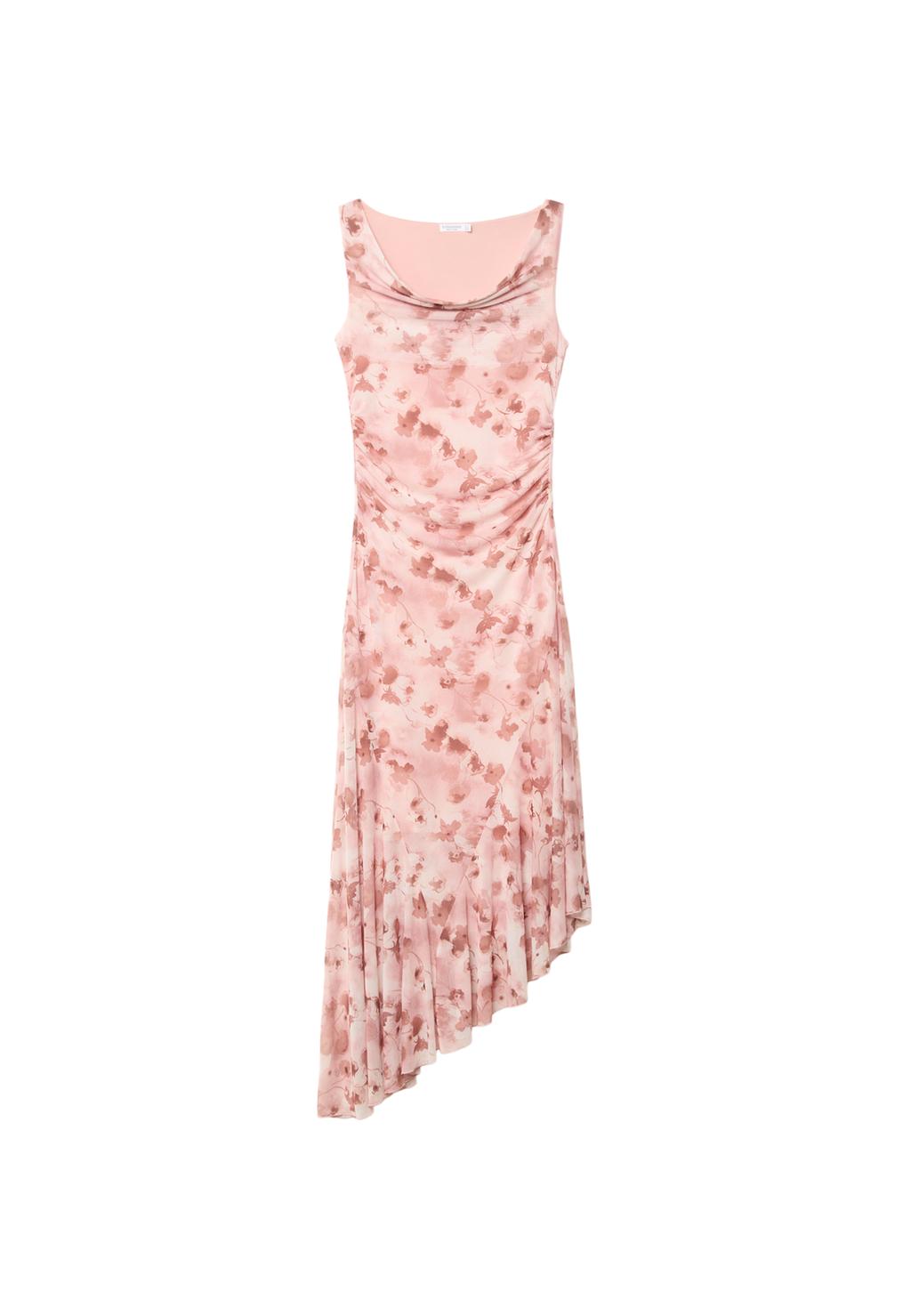 Tulle midi dress with floral print