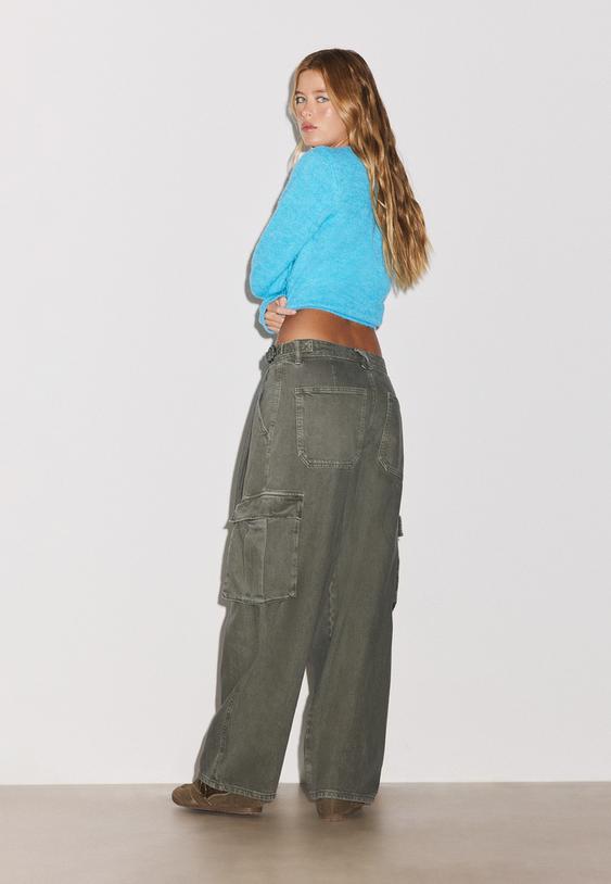 Stradivarius Cargo Trousers Khaki 14