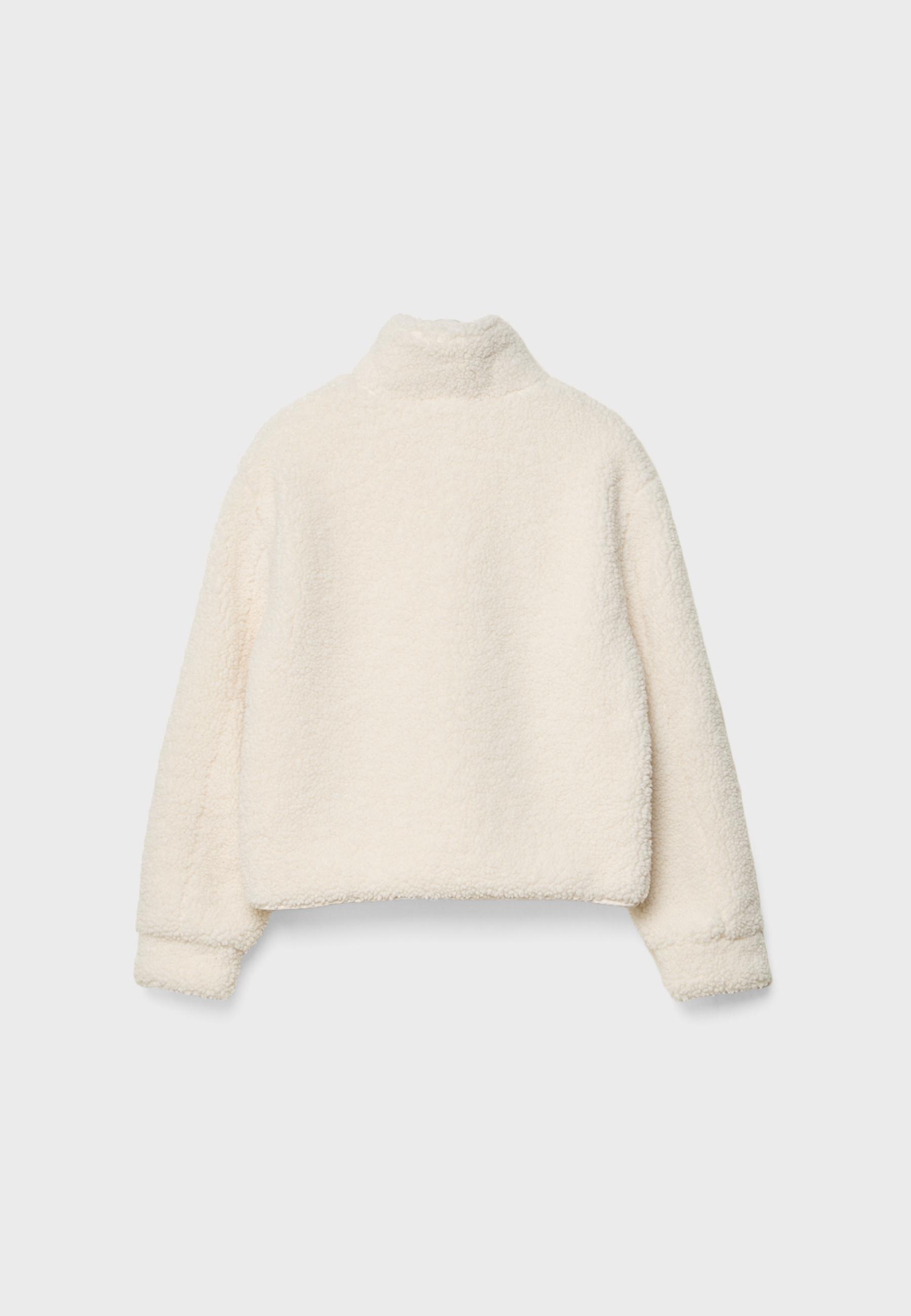 Zip-up faux shearling lined jacket — Vanilla
