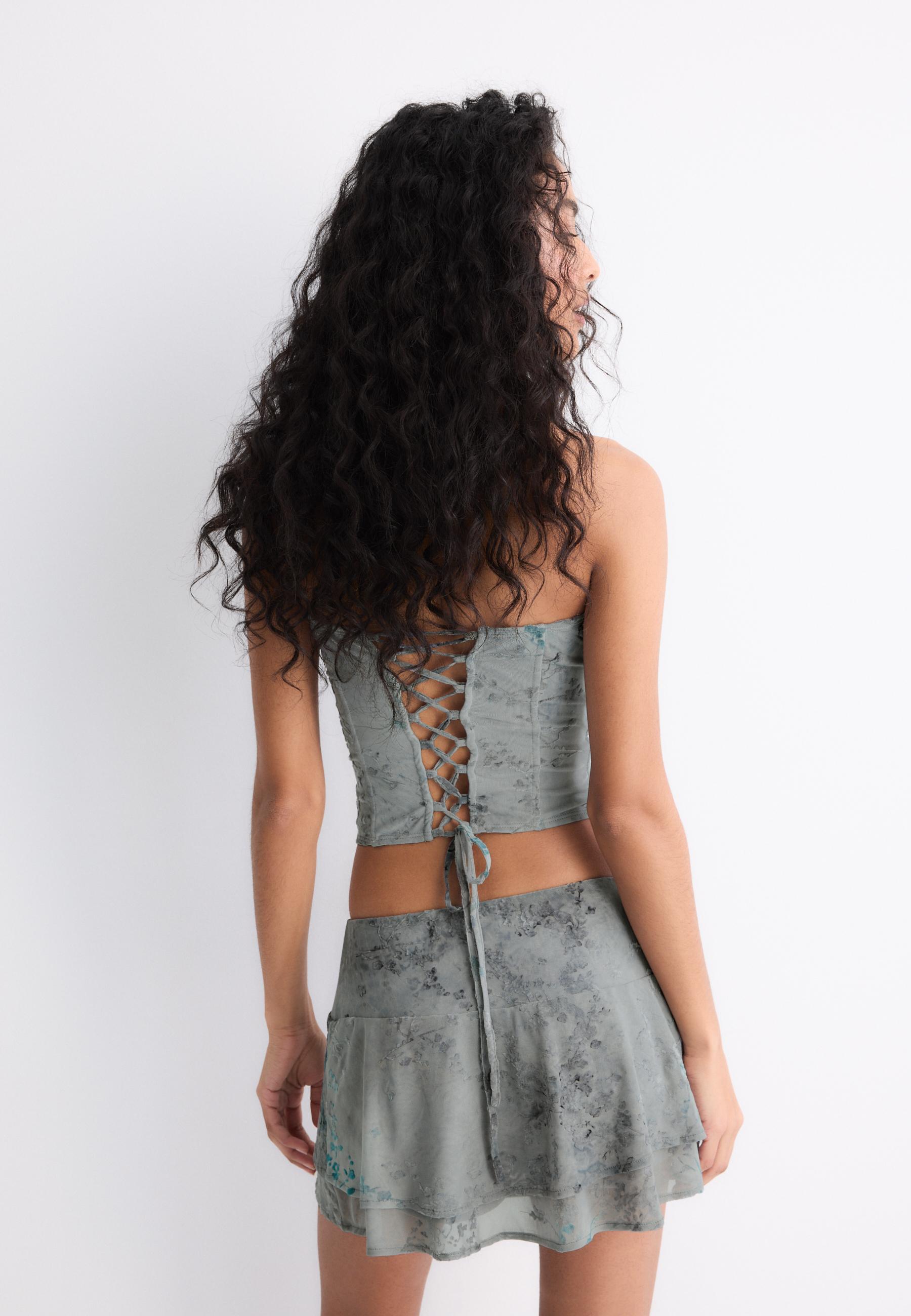 Flocked bodice — Grey