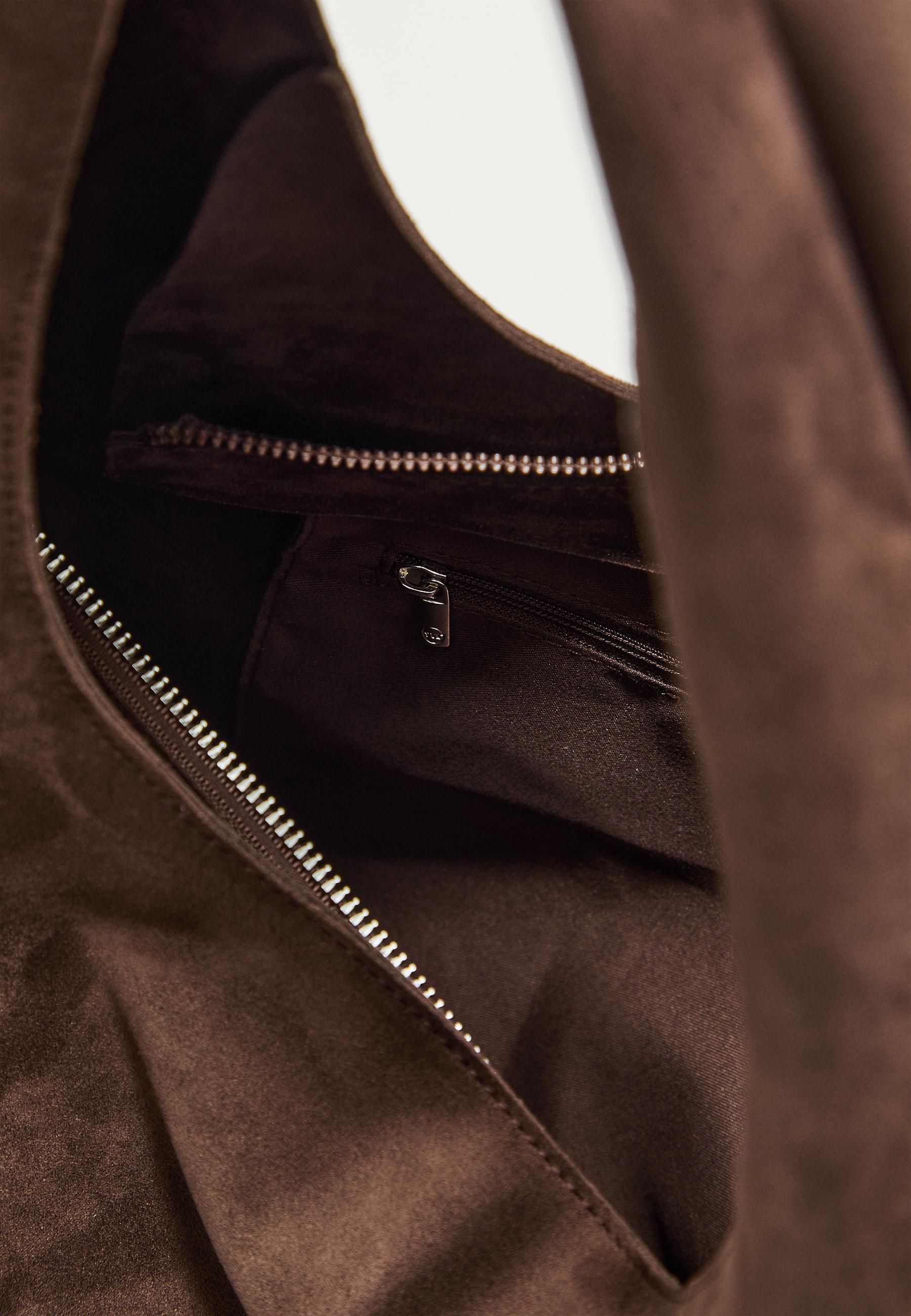 Faux suede shoulder bag — Brown