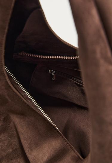Faux suede shoulder bag — Brown 5