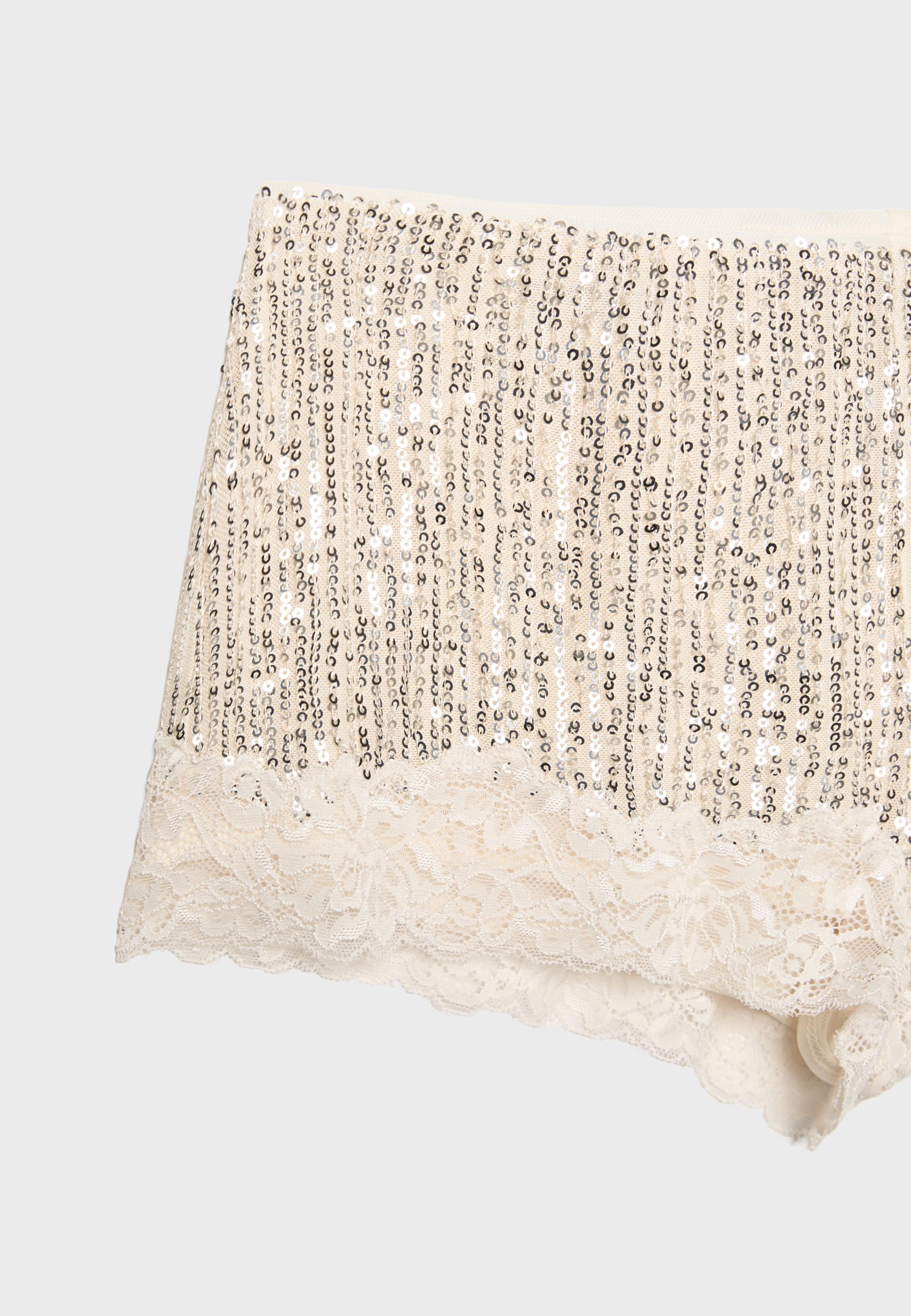 Sequinned lace shorts — Grey