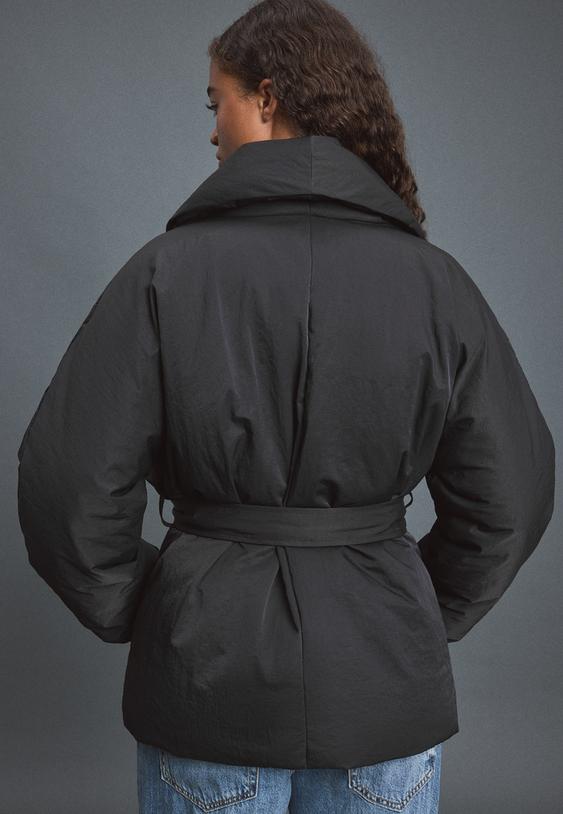 veste rembourree col chale ceinture
