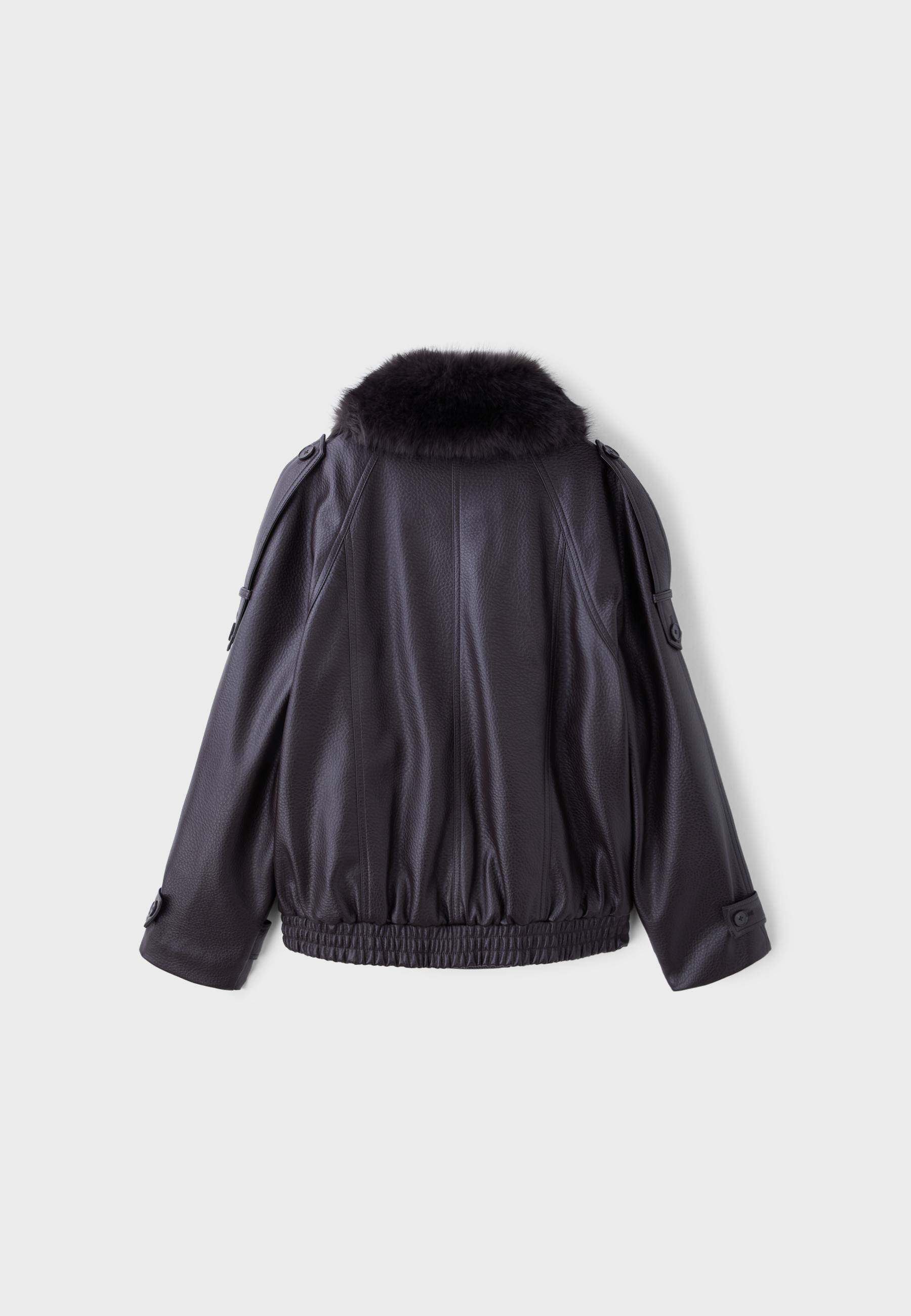 Padded jacket with faux fur collar detail — Brown