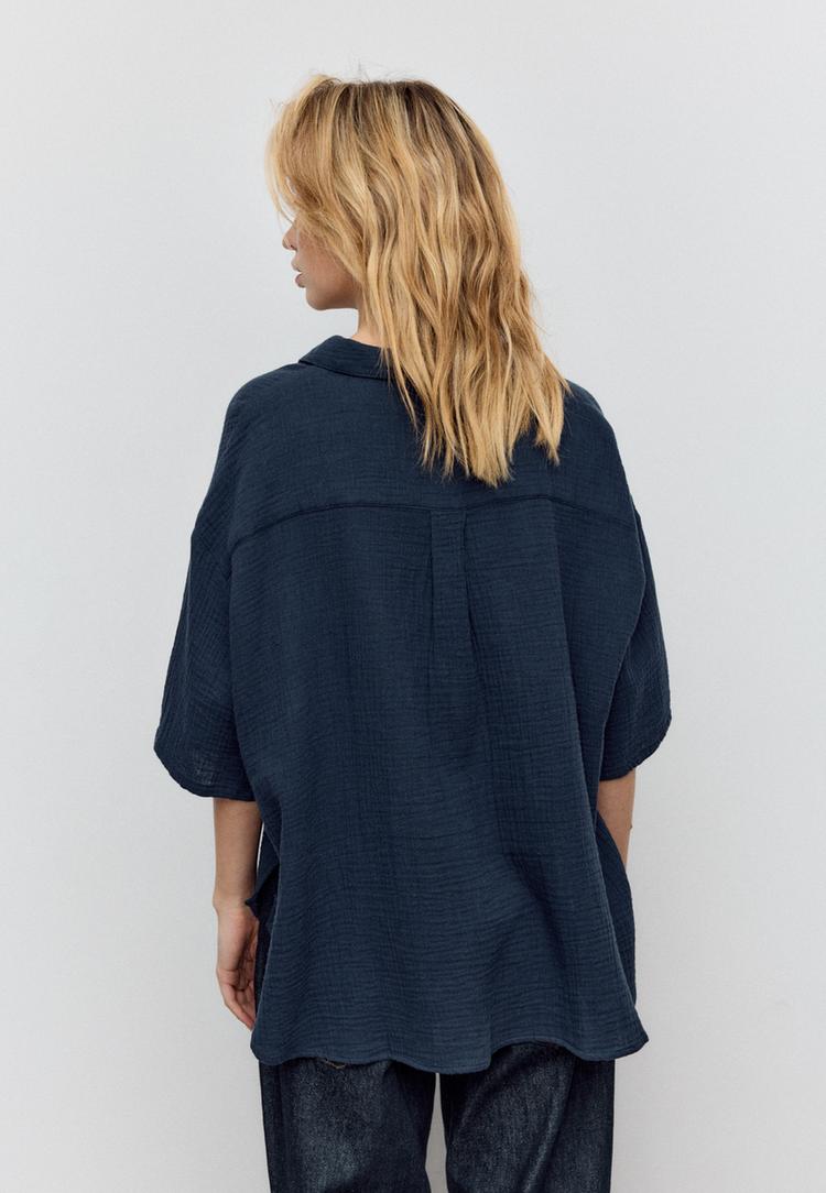 dokumlu pamuklu gomlek