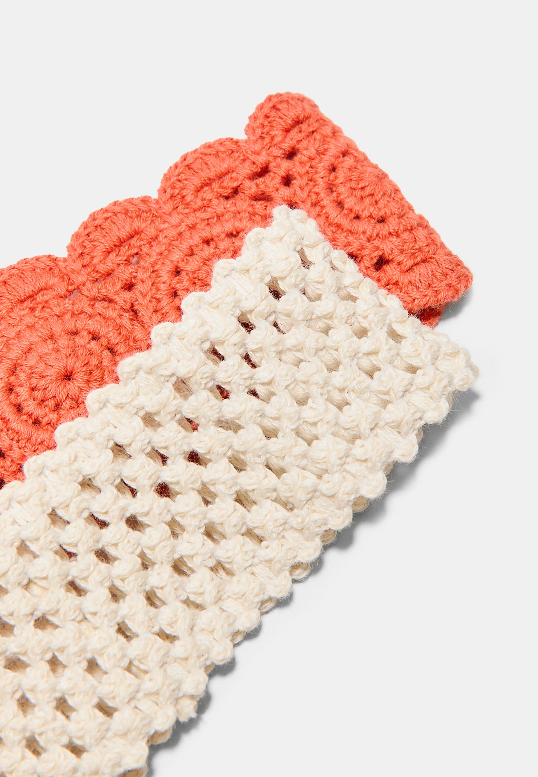 Set of 2 crochet fur hair ties — Orange