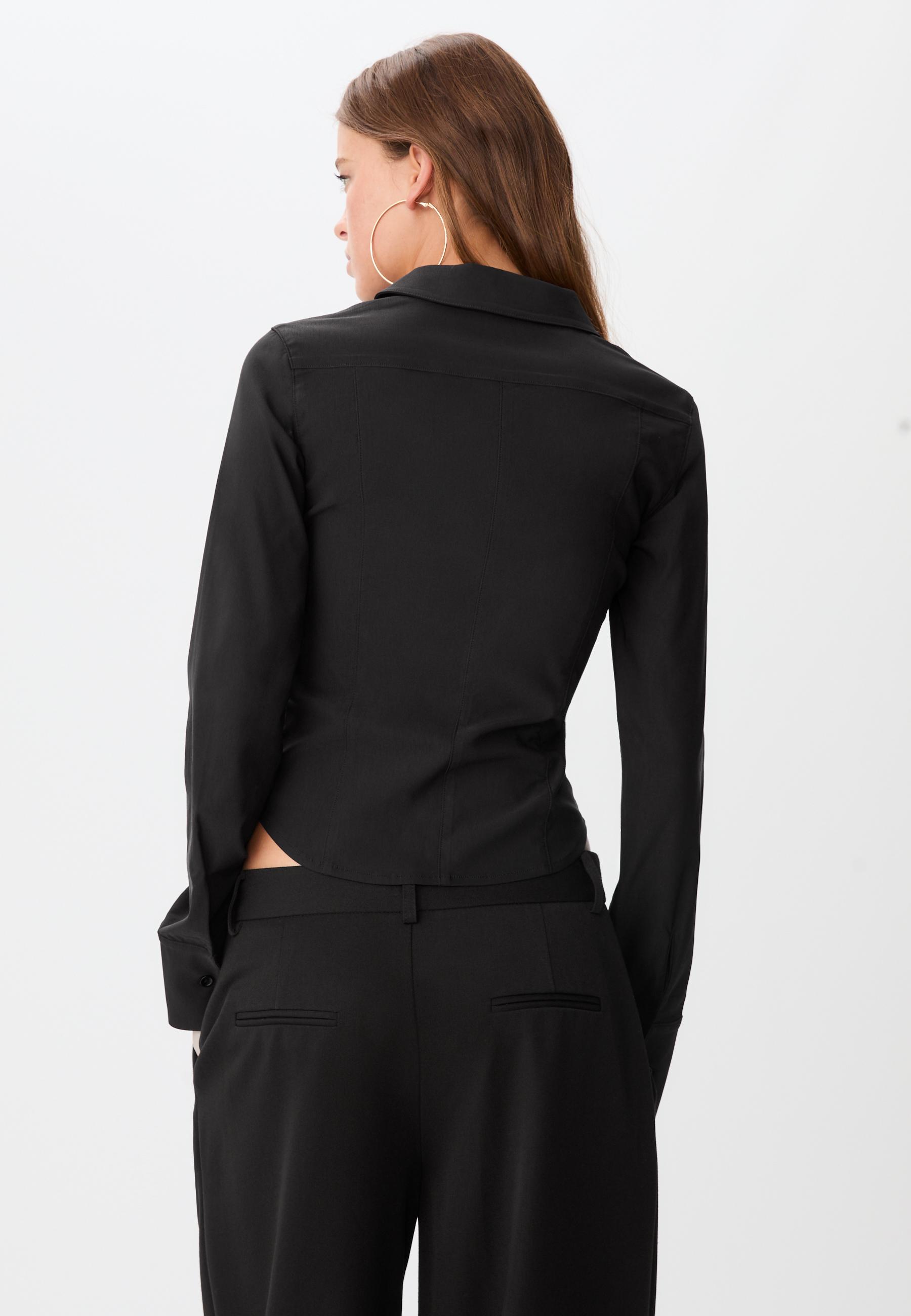 Fitted shirt with zip — Black