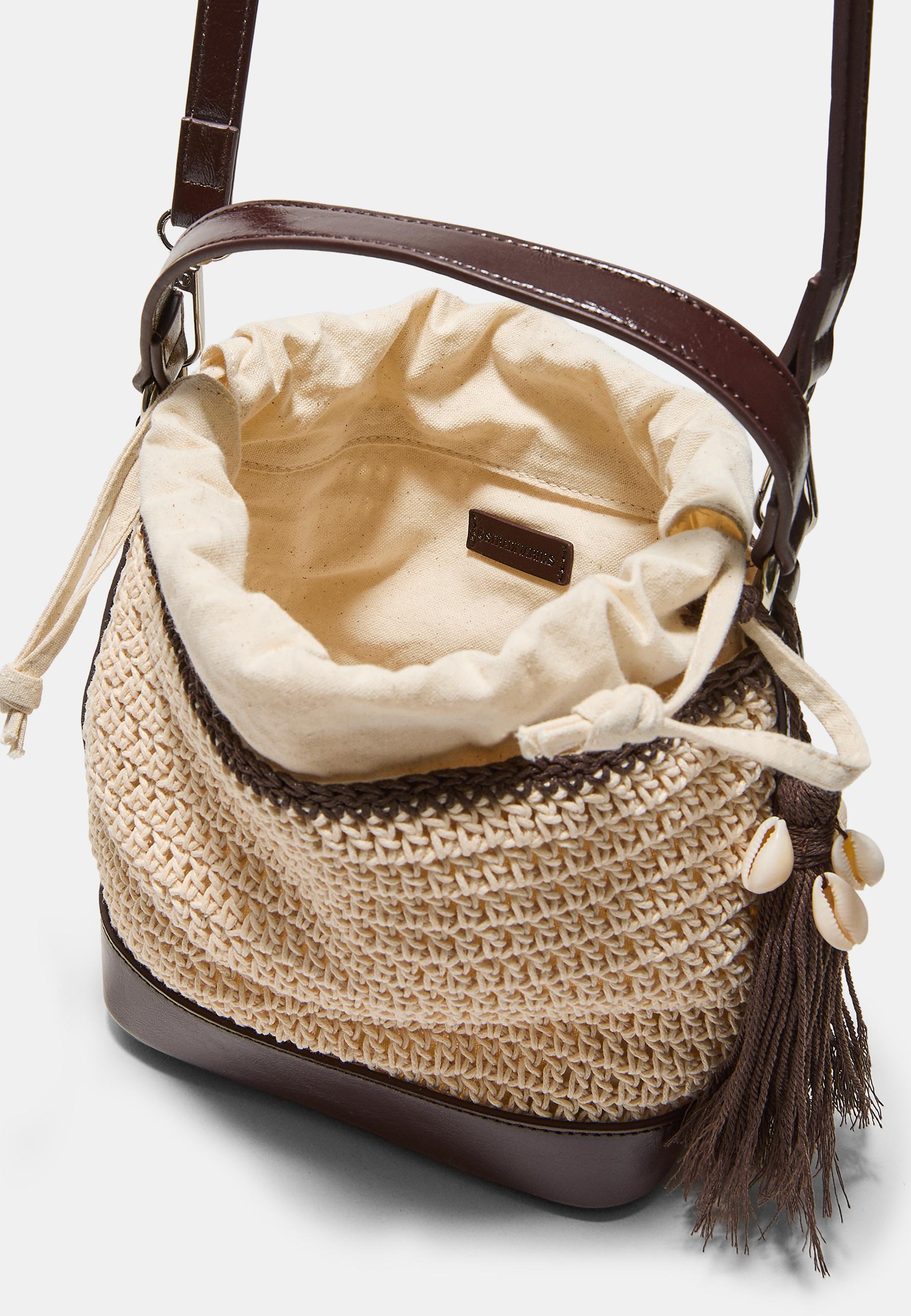 Kombine kroşe büzgülü çanta