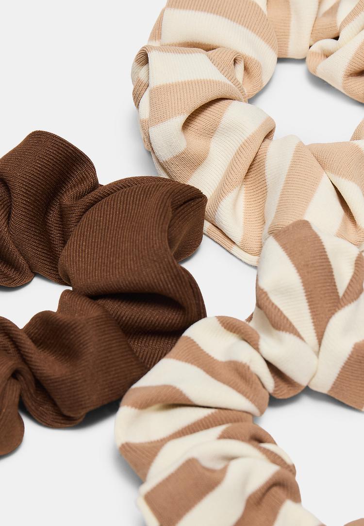 Stradivarius Σετ 3 Λαστιχάκια Μαλλιών Με Ρίγες Καφέ Os φωτογραφία