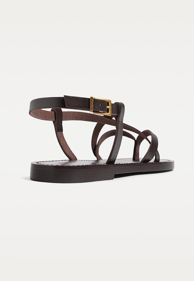 platte leren sandalen met bandjes