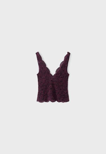 Lace top with wide straps — Purple 8