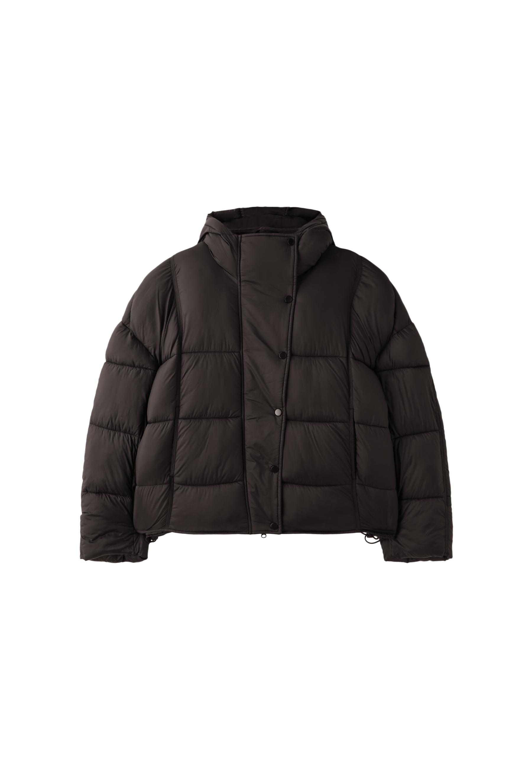 Hooded puffer jacket — Brown