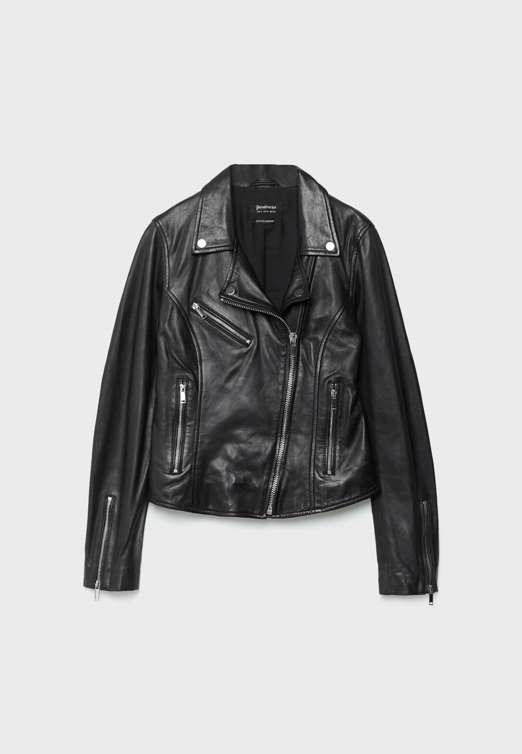 Leather biker jacket — Black