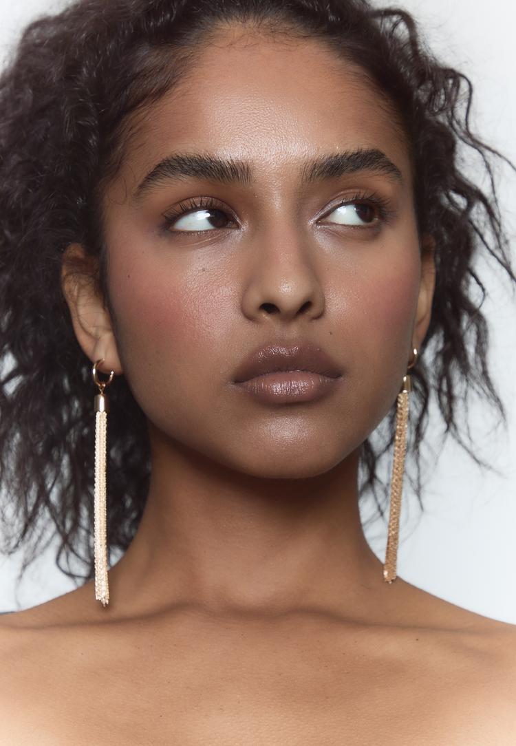 metal pompom dangle earrings