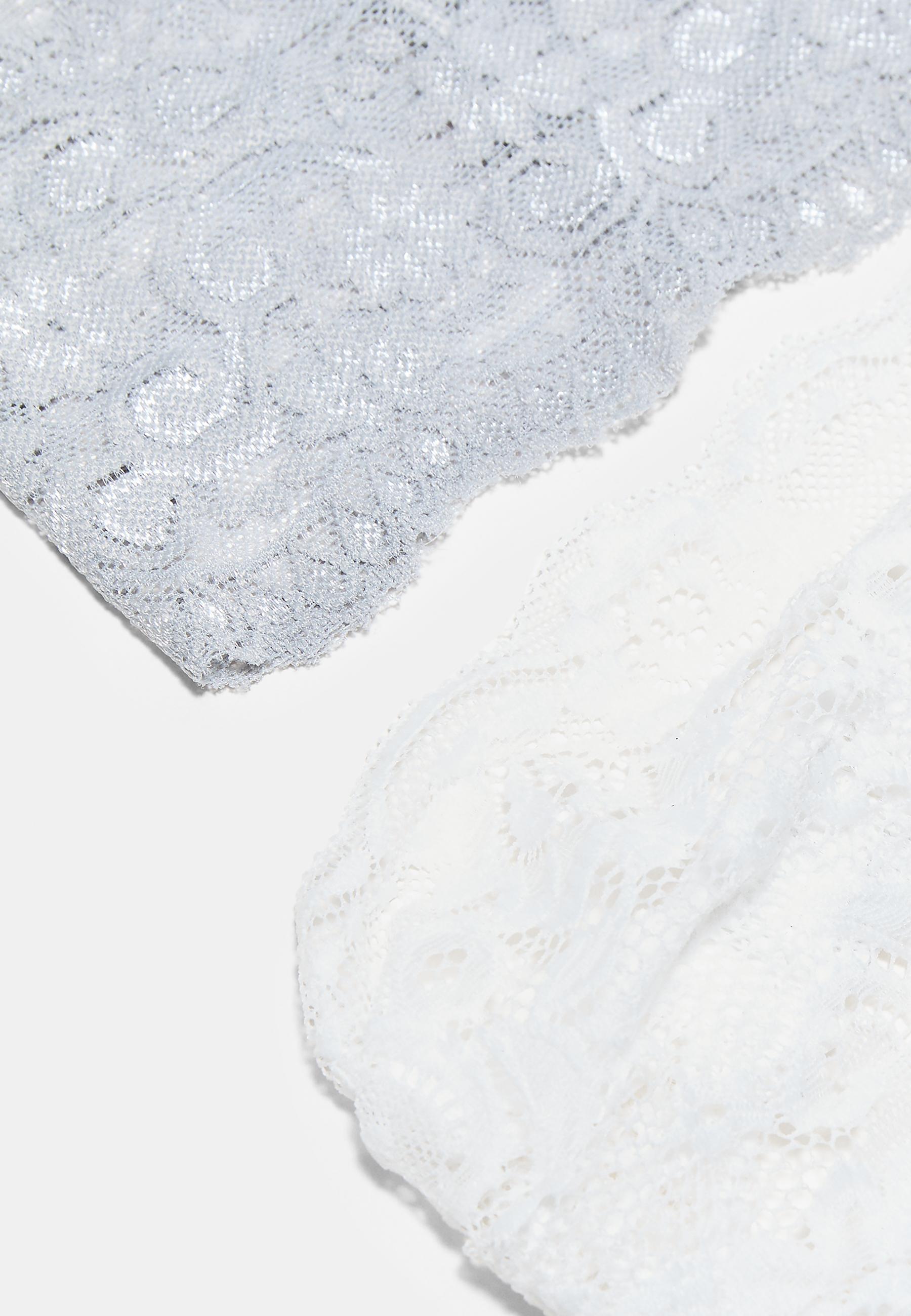 Lace elasticated hair band set — Pearl grey