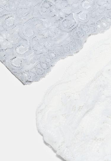 Set of elasticated lace fur headbands — Pearl grey 3