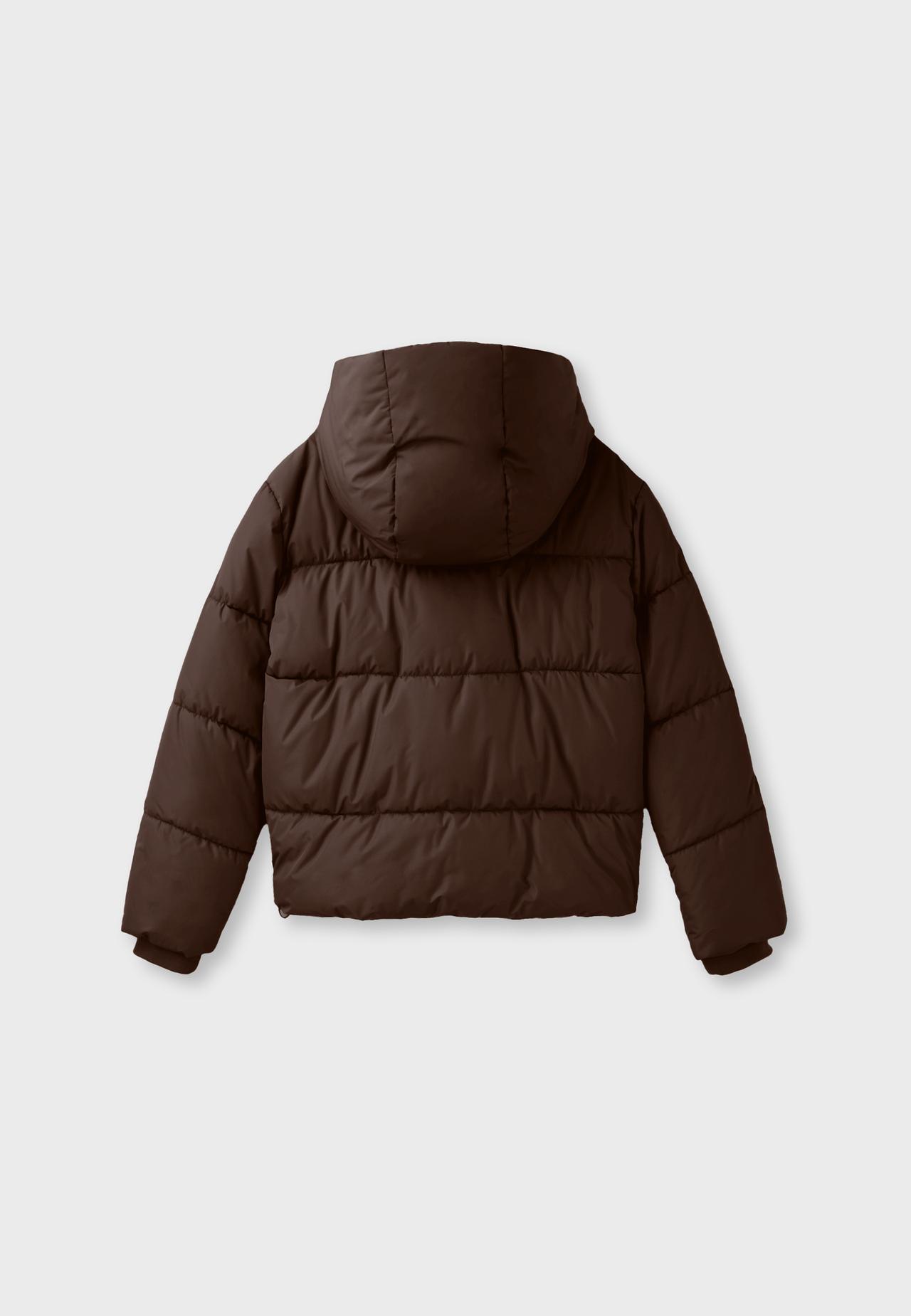 Basic hooded padded jacket — Brown