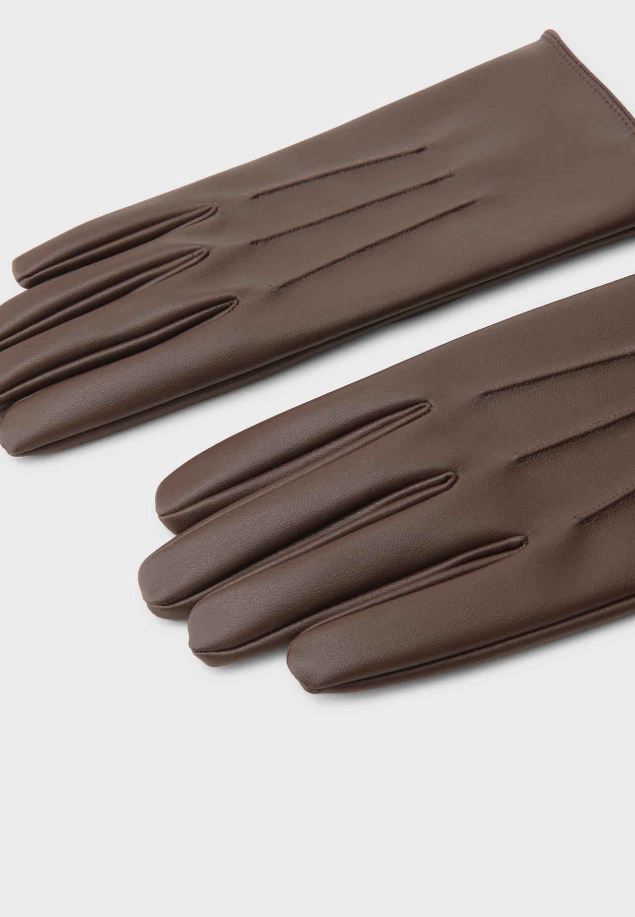 Basic leather effect gloves — Brown