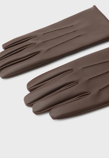 Basic leather effect gloves — Brown 3