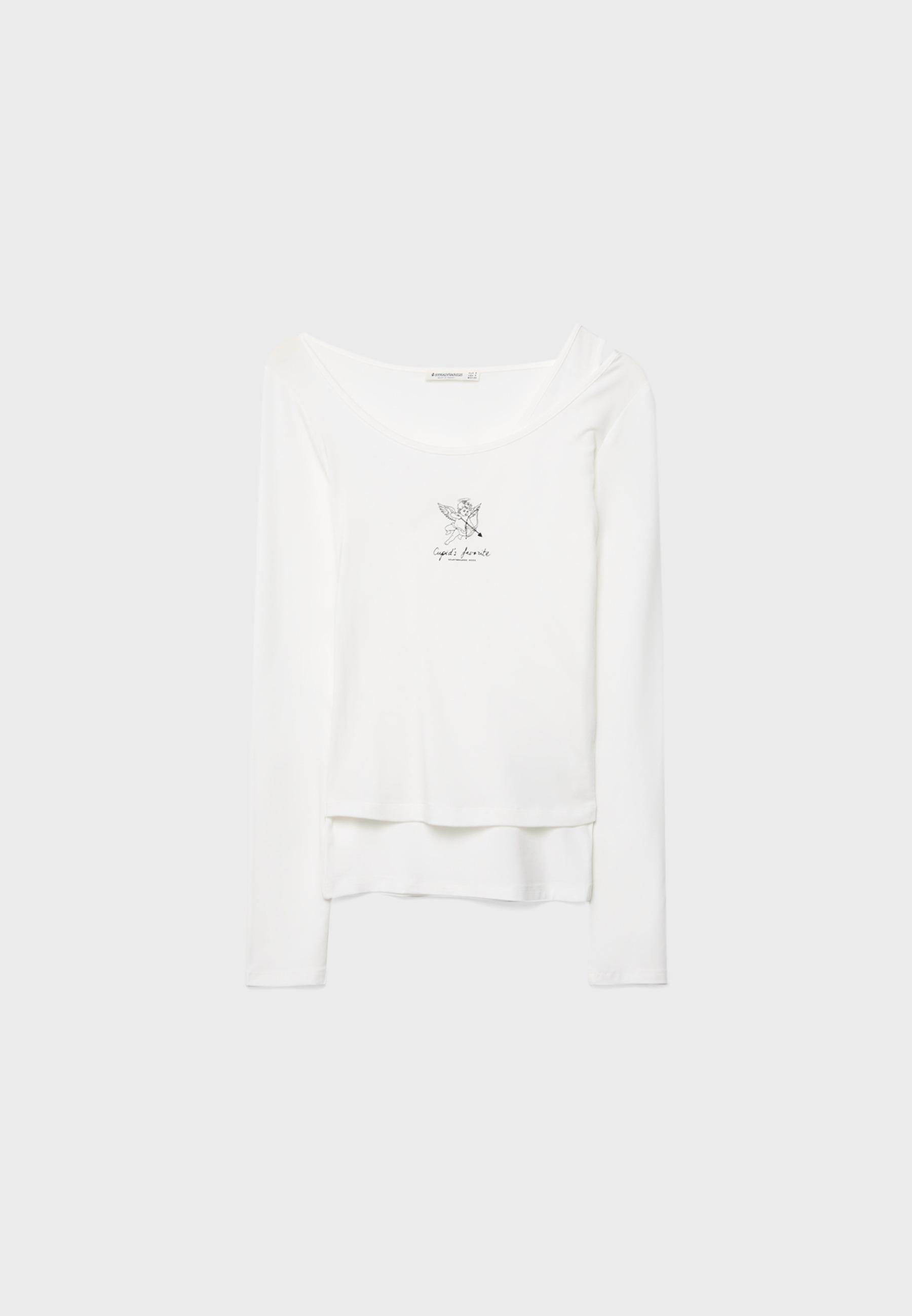 Double cherub print T-shirt — Ecru