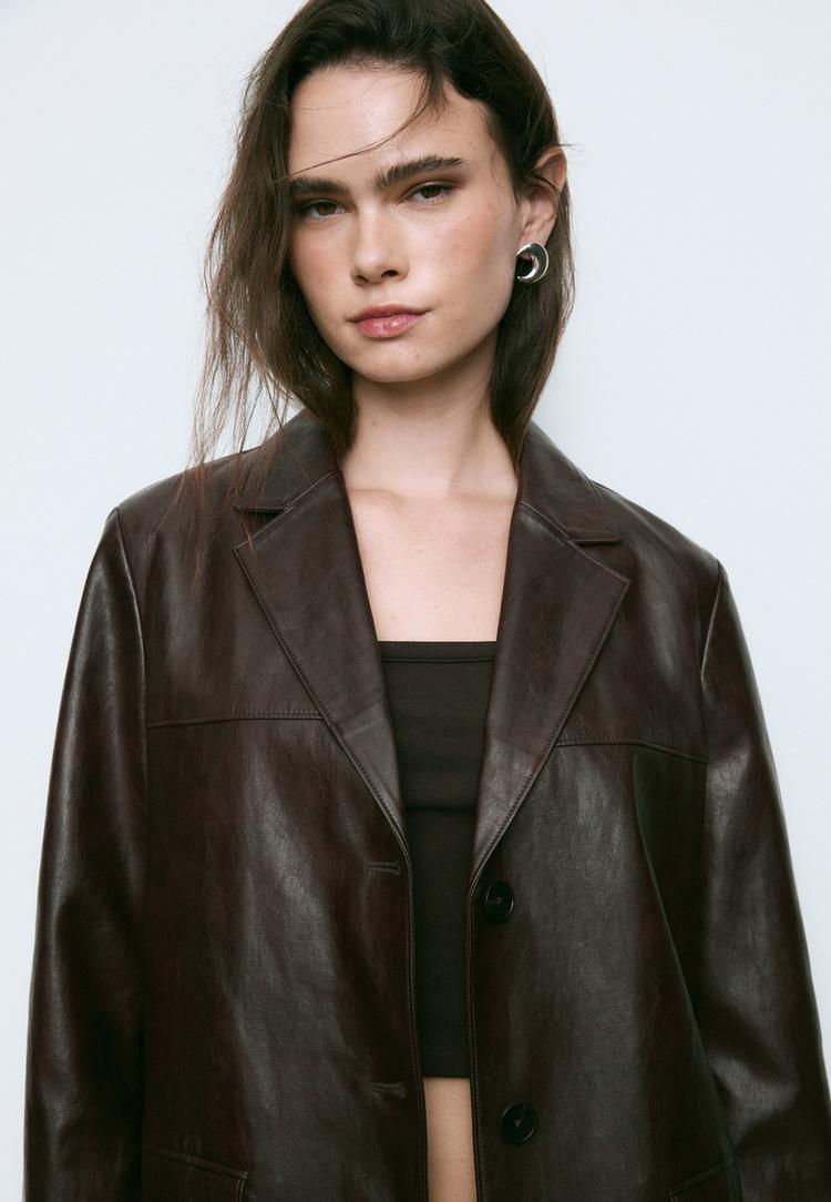 faux leather blazer