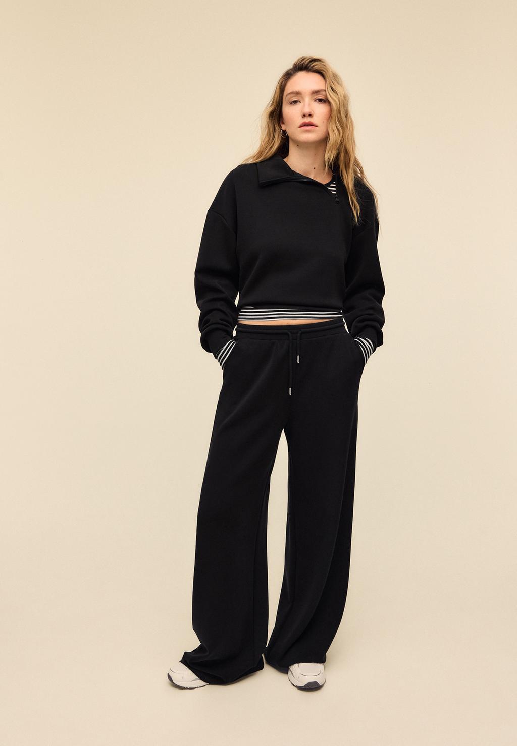 Pantalón jogger palazzo tacto suave