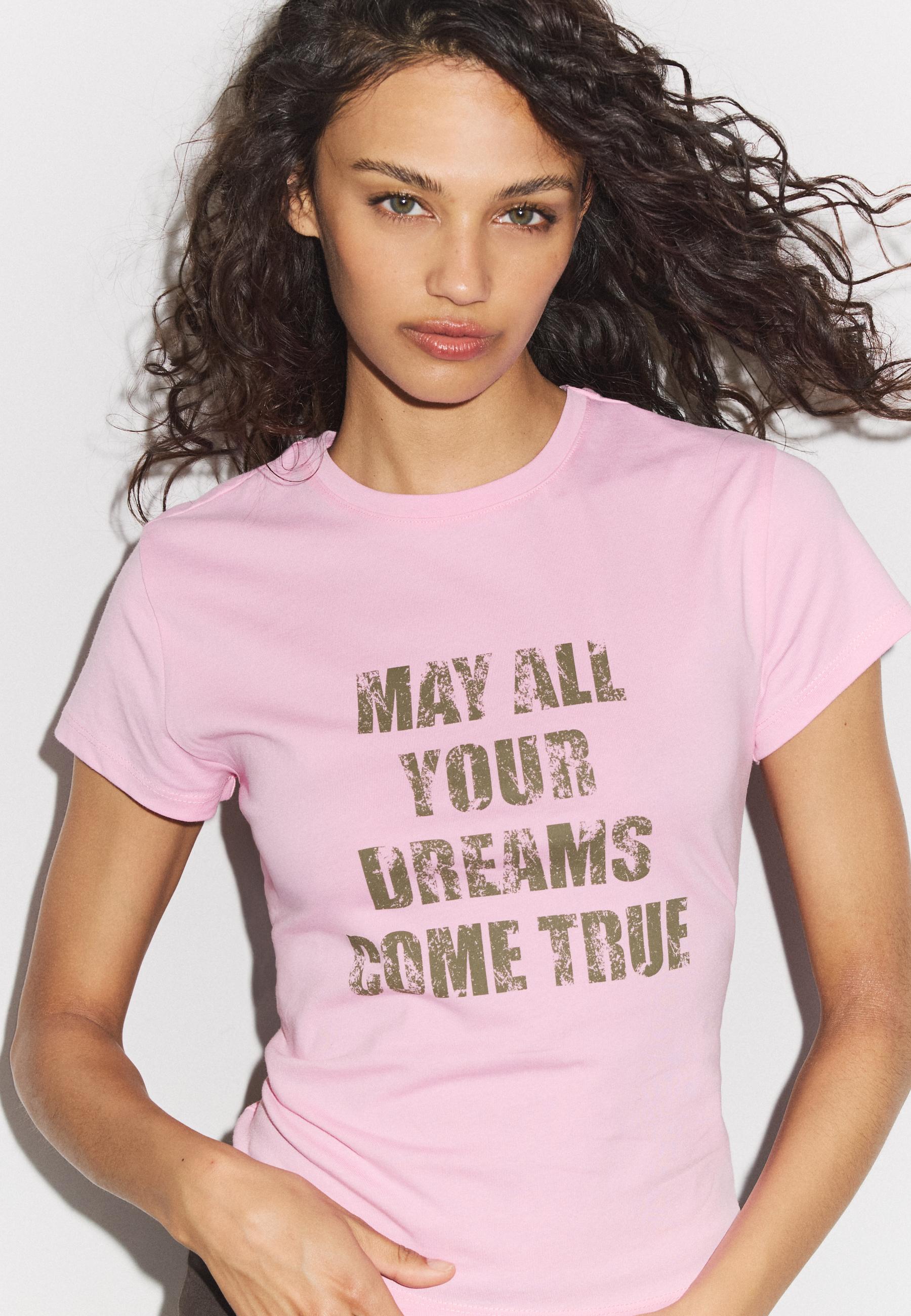 Slogan short sleeve T-shirt — Pastel pink