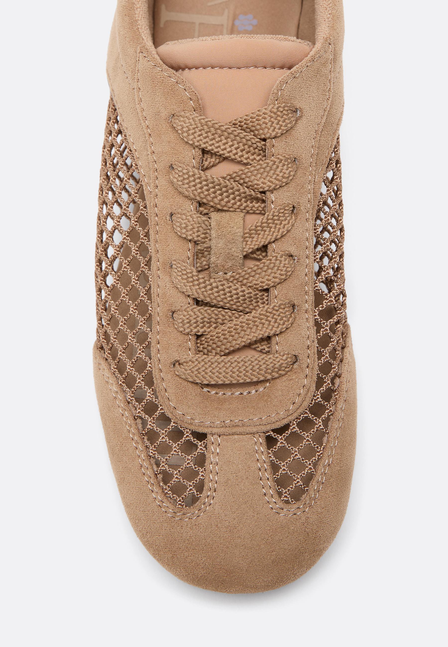 Faux suede mesh trainers — BEIGE