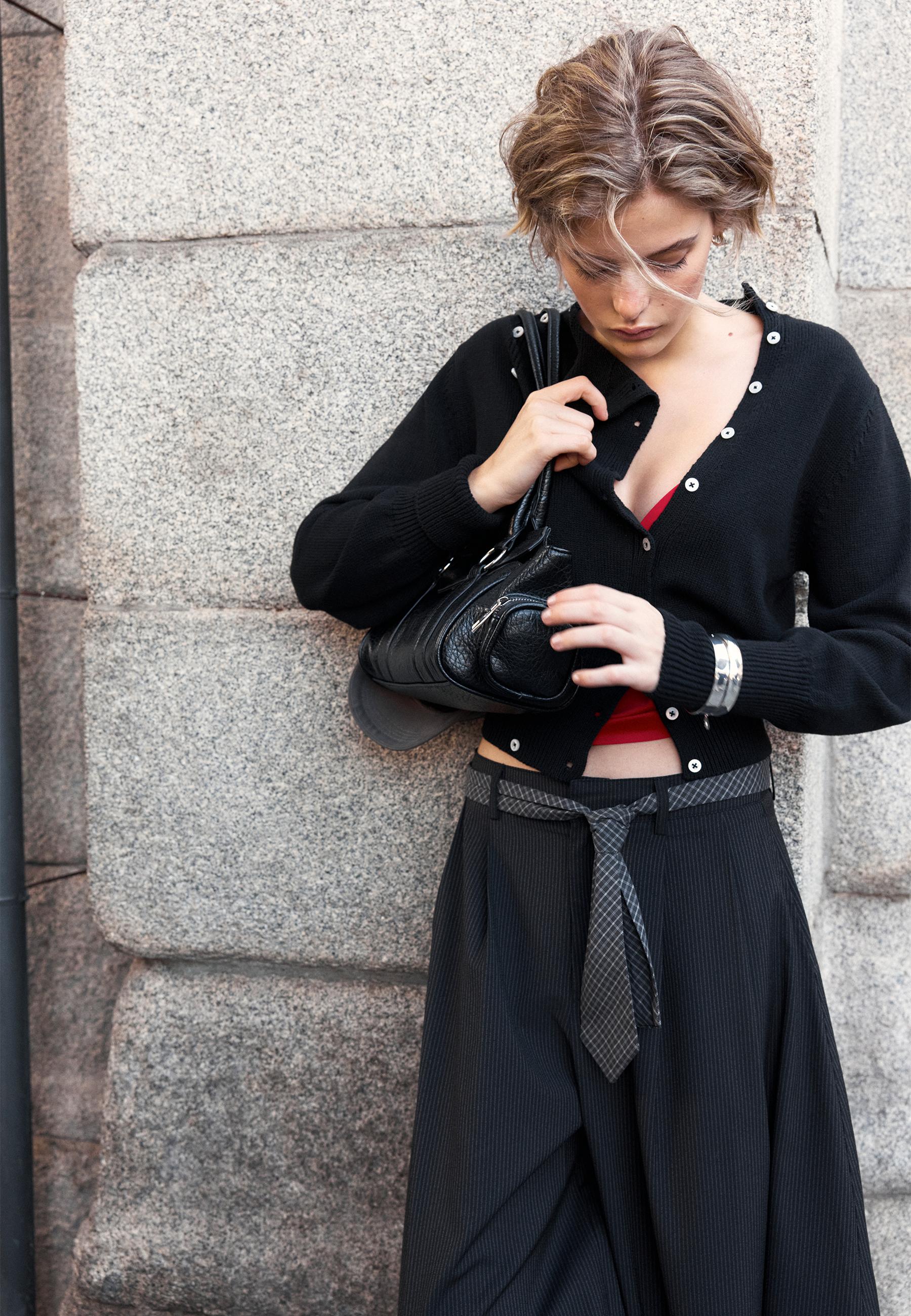 Stradivarius Bağlamalı detaylı şalvar pantolon görsel 8
