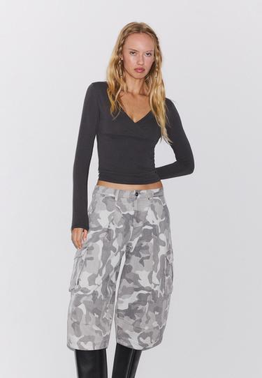 Printed twill Bermuda shorts — Grey 2