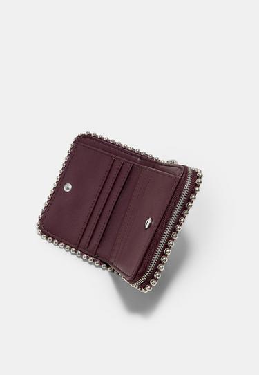 Compact beaded card holder purse — Burgundy 3