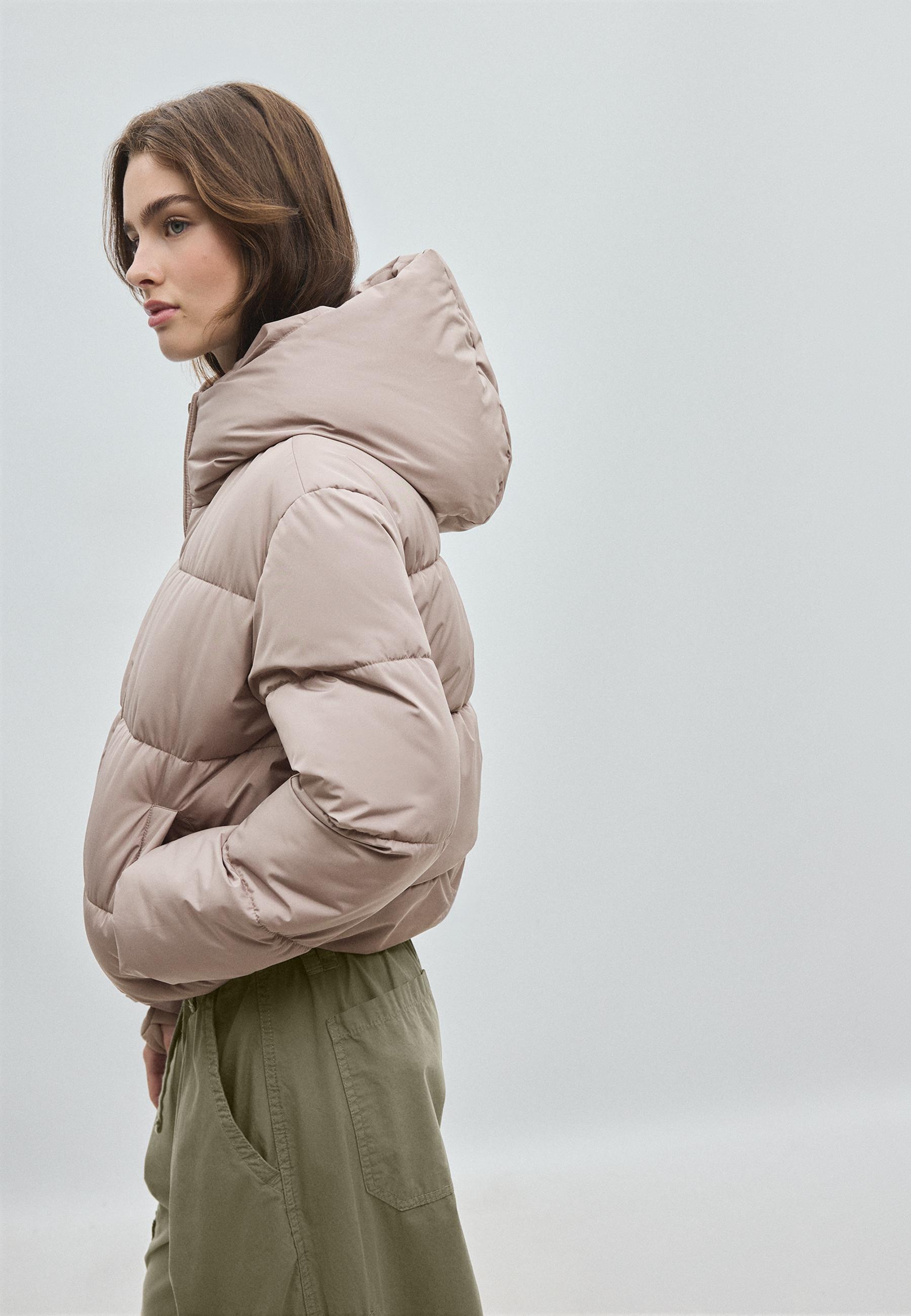 Hooded padded jacket — Brown