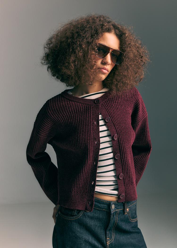 casaco de malha com botoes