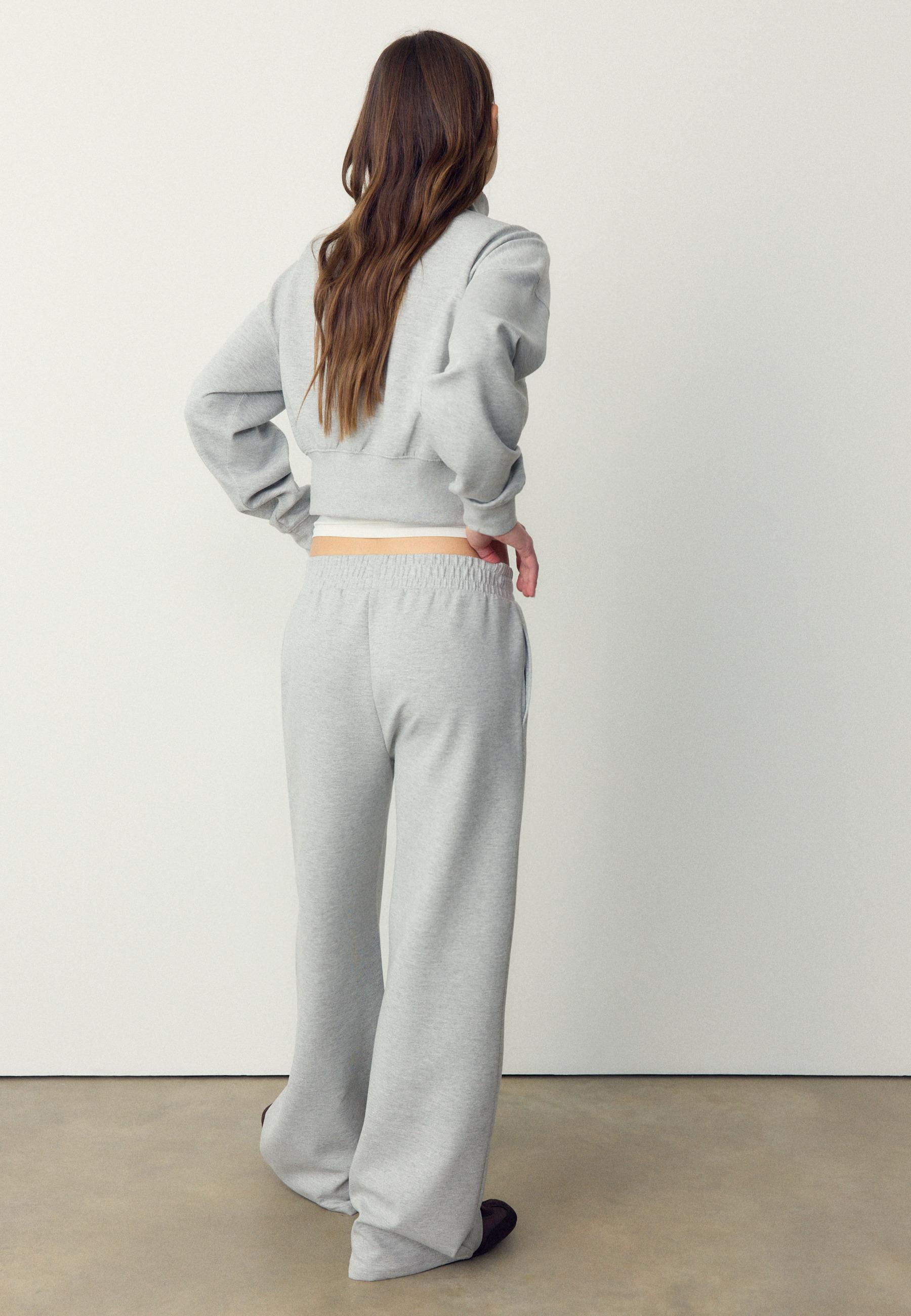 Soft-touch interlock jogger trousers — Grey melange