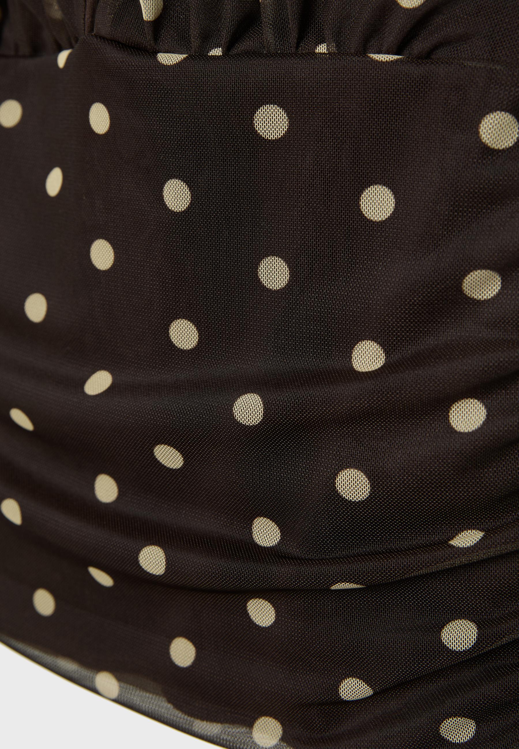 Polka dot mesh halter top — Brown