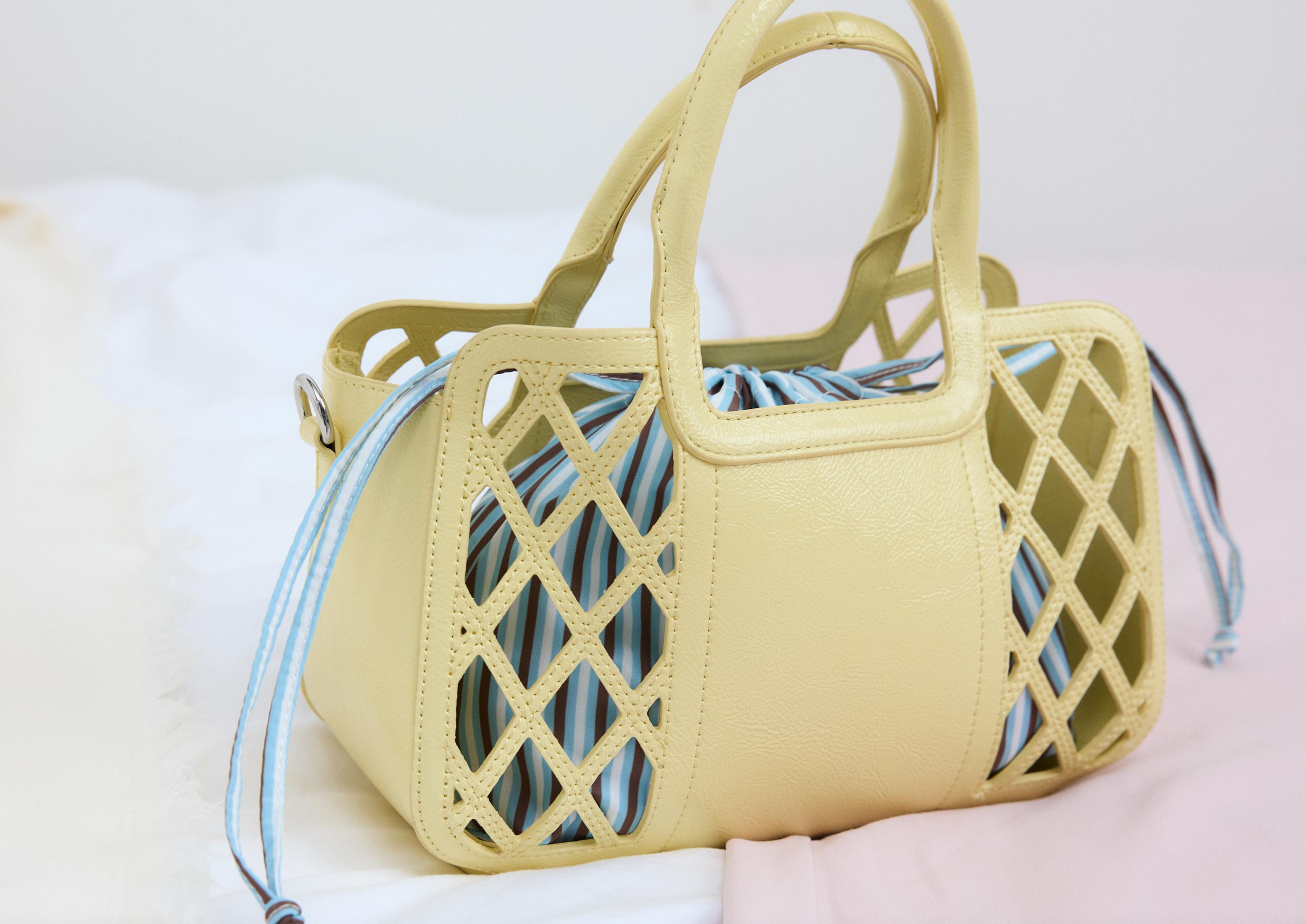 Combined basket tote bag — Gold