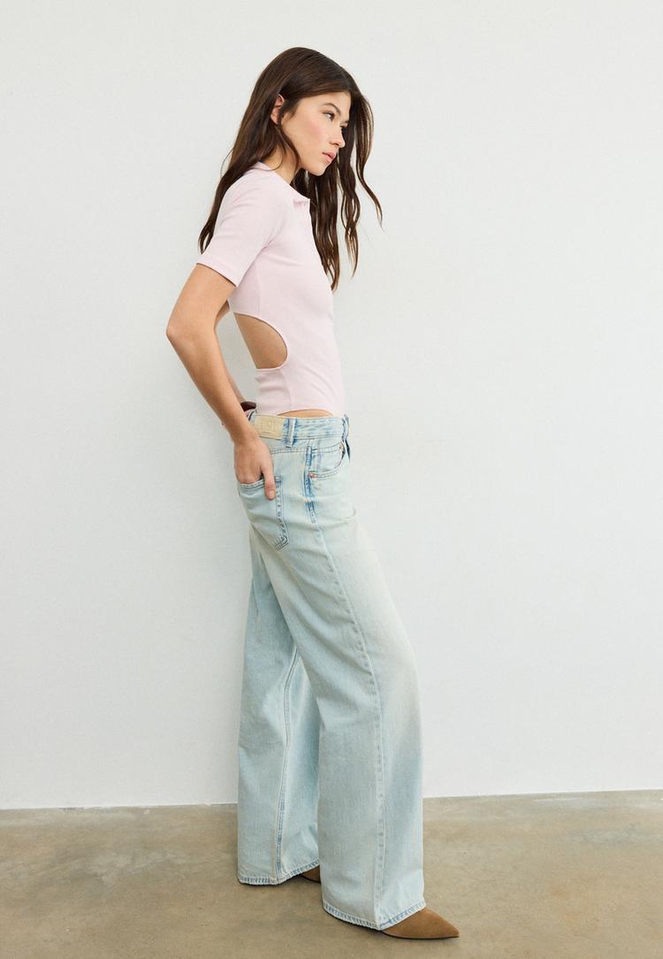 Stradivarius Κορμάκι Πόλο Παστέλ Ροζ M