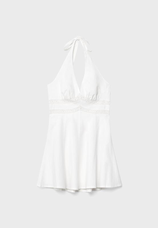 Short linen blend halter dress