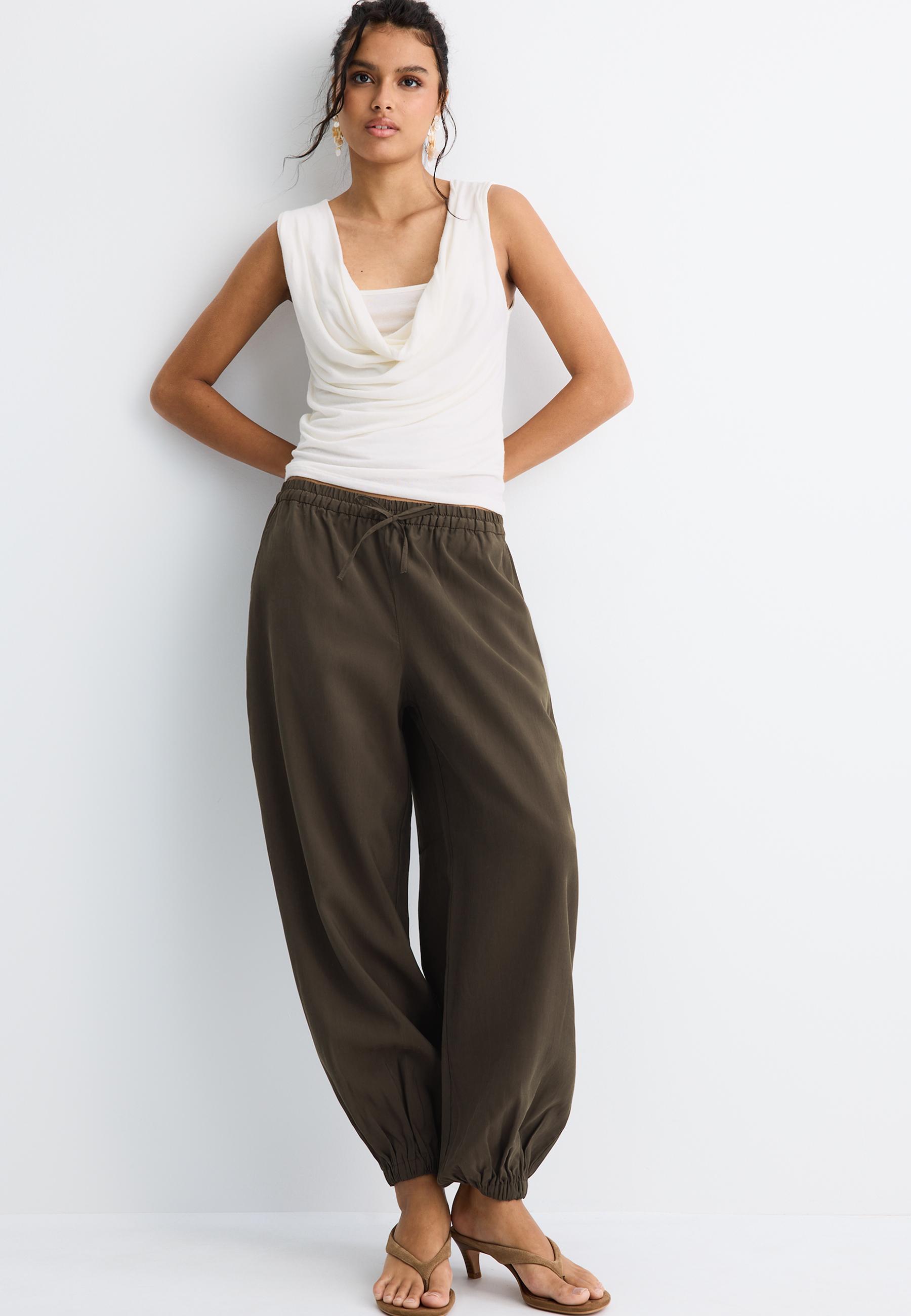 Lyocell sarouel trousers — Brown